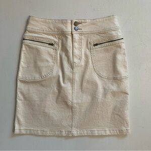 Prana Size 6 Broadway Denim Skirt Natural Off White Organic Cotton Denim NWT